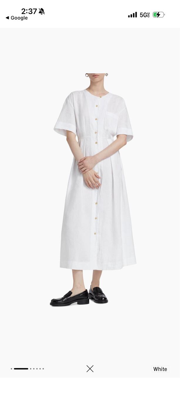 Jenni Kayne White Linen Midi Day Dress shirtdress  Size Medium coastal easy